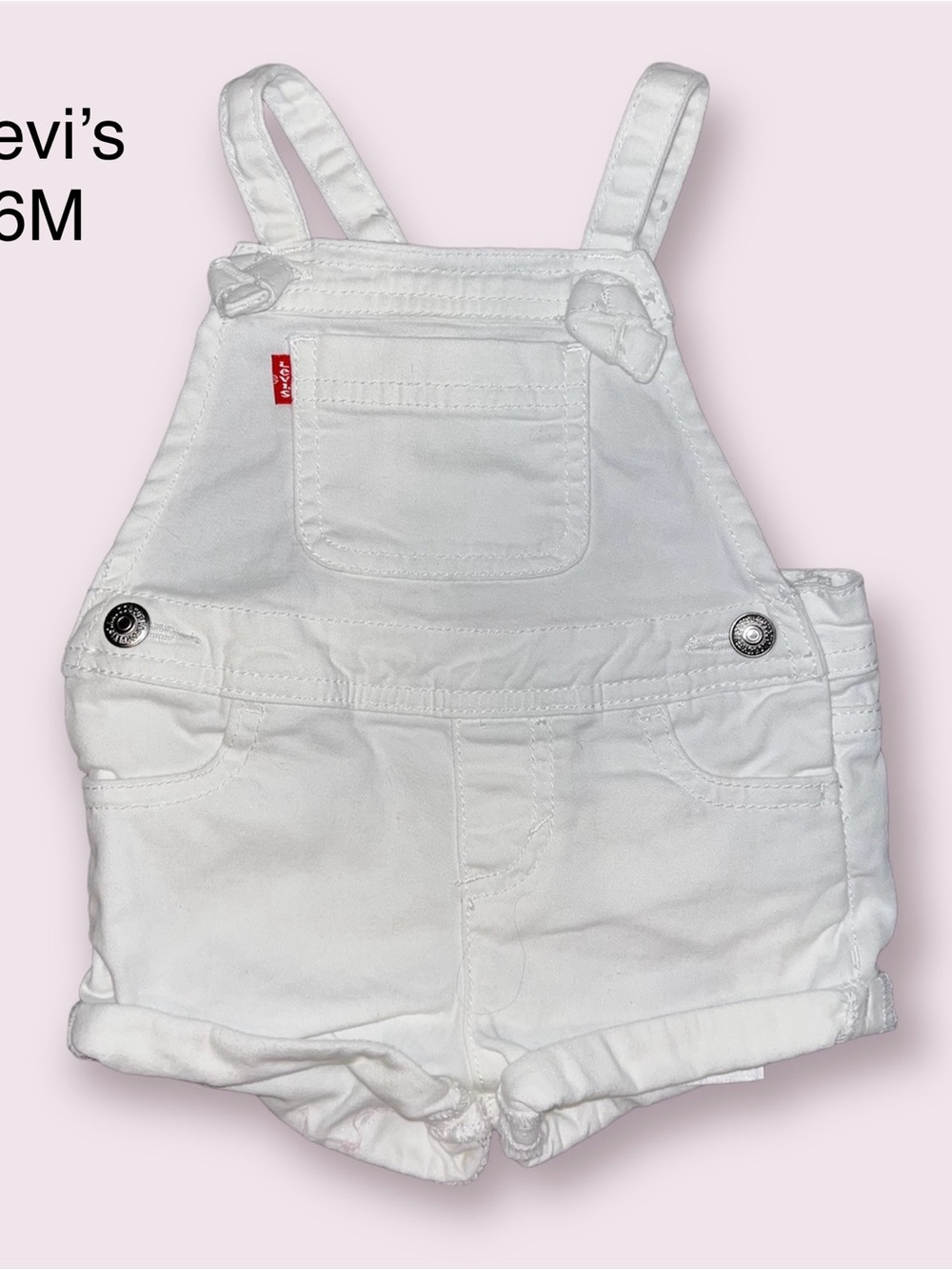 Levi's White Denim Short Overalls